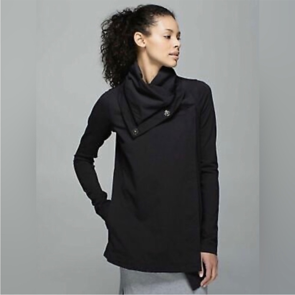 lululemon athletica Black Long Sleeve Asymmetrical Funnel Neck Top